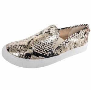 New Steve Madden Metallic Gold Snakeskin Symba Platform Slip On Sneakers 6.5